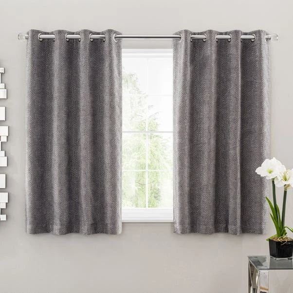 Luxury Collection Abstract Chenille Dove Grey Eyelet Curtains 7 Luxury Collection Abstract Chenille Dove Grey Eyelet Curtains - Image 5
