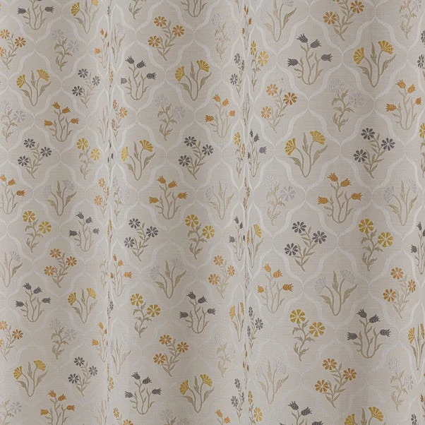 Luxury Collection Fleur Floral Jacquard Ochre Eyelet Curtains 5 Luxury Collection Fleur Floral Jacquard Ochre Eyelet Curtains - Image 3