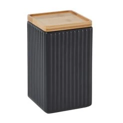 Dunelm Matt Black Ceramic Medium Square Kitchen Canister