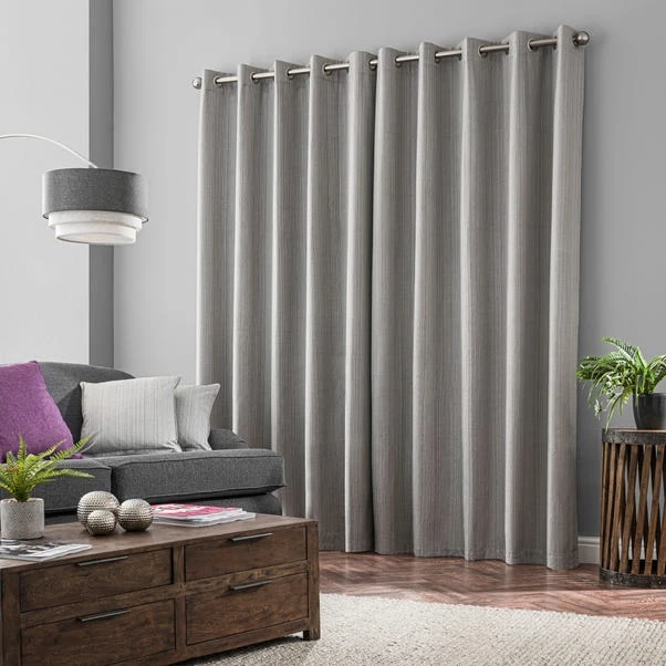 Dunelm Neptune Textured Grey Blackout Eyelet Curtains 6 Dunelm Neptune Textured Grey Blackout Eyelet Curtains - Image 4