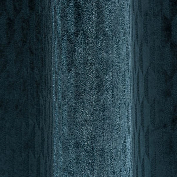 Dunelm Valencia Velvet Geometric Teal Eyelet Curtains 5 Dunelm Valencia Velvet Geometric Teal Eyelet Curtains - Image 3