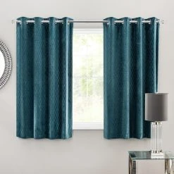 Dunelm Valencia Velvet Geometric Teal Eyelet Curtains 12 Dunelm Valencia Velvet Geometric Teal Eyelet Curtains -Dunelm Sales Store 30670266 alt05