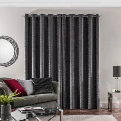 Dunelm Valencia Velvet Geometric Charcoal Eyelet Curtains 11 Dunelm Valencia Velvet Geometric Charcoal Eyelet Curtains -Dunelm Sales Store 30670278 alt04