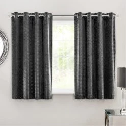 Dunelm Valencia Velvet Geometric Charcoal Eyelet Curtains 12 Dunelm Valencia Velvet Geometric Charcoal Eyelet Curtains -Dunelm Sales Store 30670278 alt05