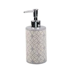 Dunelm Geo Tile Grey Ceramic Lotion Dispenser