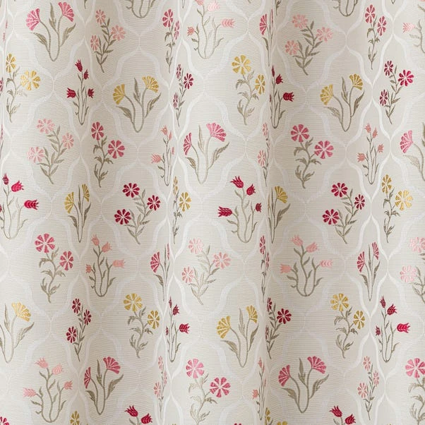 Luxury Collection Fleur Floral Jacquard Pink Eyelet Curtains 5 Luxury Collection Fleur Floral Jacquard Pink Eyelet Curtains - Image 3