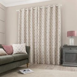 Luxury Collection Fleur Floral Jacquard Pink Eyelet Curtains 11 Luxury Collection Fleur Floral Jacquard Pink Eyelet Curtains -Dunelm Sales Store 30671067 alt04
