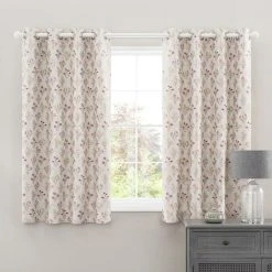 Luxury Collection Fleur Floral Jacquard Pink Eyelet Curtains 12 Luxury Collection Fleur Floral Jacquard Pink Eyelet Curtains -Dunelm Sales Store 30671067 alt05