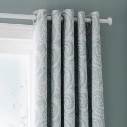 Dunelm Abigail Blue Textured Blackout Eyelet Curtains