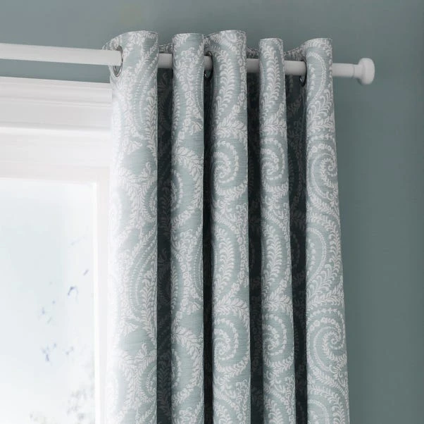 Dunelm Abigail Blue Textured Blackout Eyelet Curtains 3 Dunelm Abigail Blue Textured Blackout Eyelet Curtains