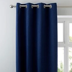 Dunelm Luna Brushed Navy Blackout Eyelet Curtains