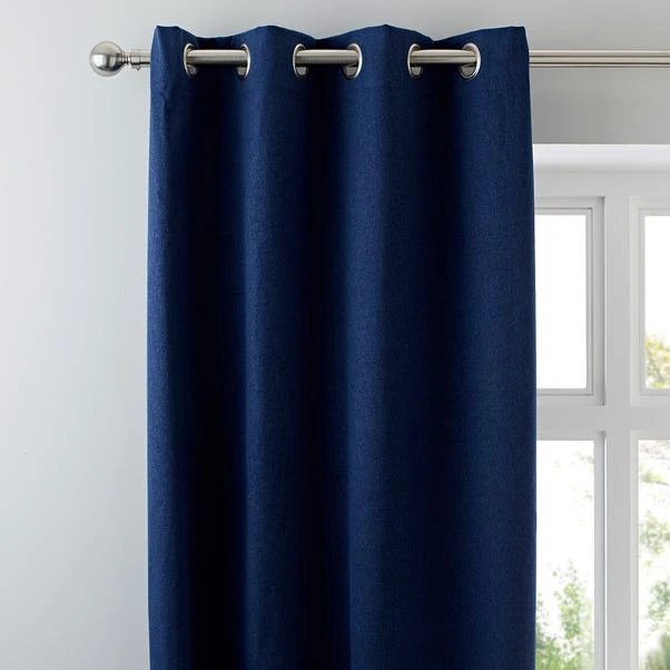 Dunelm Luna Brushed Navy Blackout Eyelet Curtains 3 Dunelm Luna Brushed Navy Blackout Eyelet Curtains