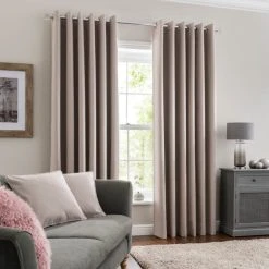 Dunelm Luna Brushed Pebble Blackout Eyelet Curtains 9 Dunelm Luna Brushed Pebble Blackout Eyelet Curtains -Dunelm Sales Store 30672327 alt01