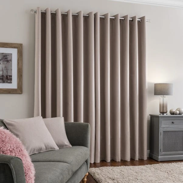 Dunelm Luna Brushed Pebble Blackout Eyelet Curtains 6 Dunelm Luna Brushed Pebble Blackout Eyelet Curtains - Image 4
