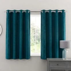 Dunelm Ruben Teal Velour Eyelet Curtains 12 Dunelm Ruben Teal Velour Eyelet Curtains -Dunelm Sales Store 30672630 alt05