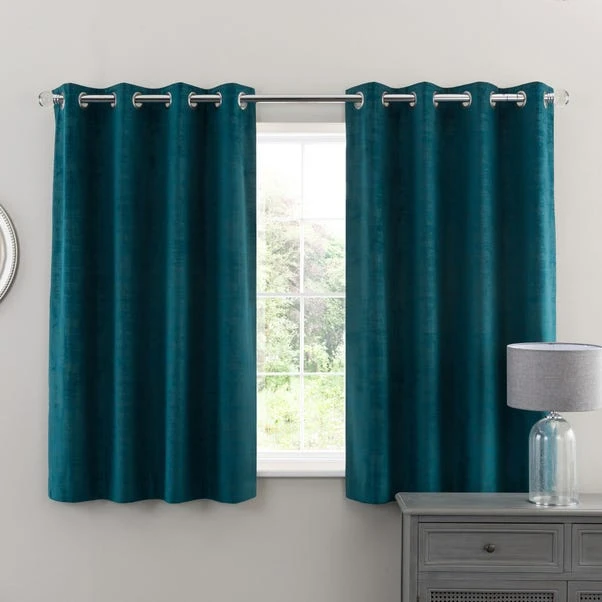 Dunelm Ruben Teal Velour Eyelet Curtains 7 Dunelm Ruben Teal Velour Eyelet Curtains - Image 5