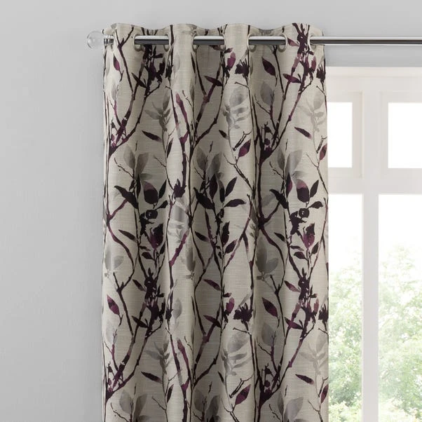 Dunelm Zen Plum Jacquard Eyelet Curtains 3 Dunelm Zen Plum Jacquard Eyelet Curtains