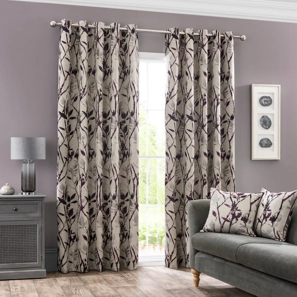 Dunelm Zen Plum Jacquard Eyelet Curtains 4 Dunelm Zen Plum Jacquard Eyelet Curtains - Image 2