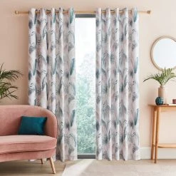 Dunelm Palm Leaf Teal Eyelet Curtains 8 Dunelm Palm Leaf Teal Eyelet Curtains -Dunelm Sales Store 30672788 alt01