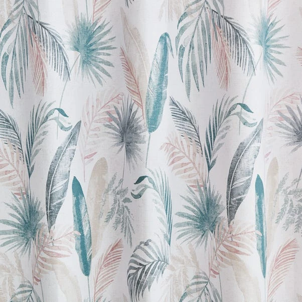 Dunelm Palm Leaf Teal Eyelet Curtains 5 Dunelm Palm Leaf Teal Eyelet Curtains - Image 3