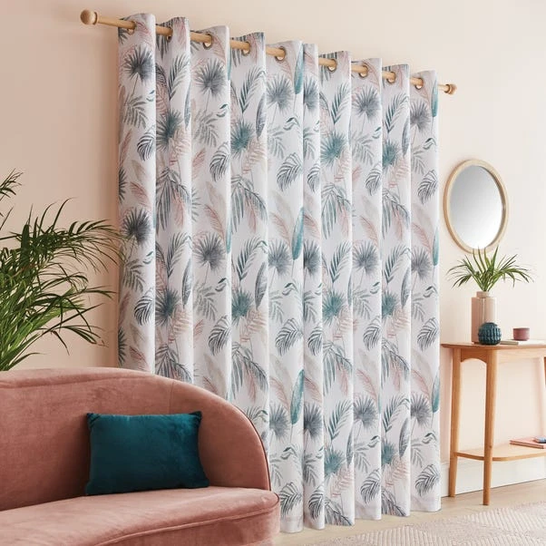 Dunelm Palm Leaf Teal Eyelet Curtains 6 Dunelm Palm Leaf Teal Eyelet Curtains - Image 4