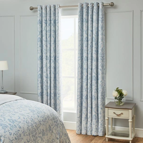 Dorma Remington Blue Blackout Eyelet Curtains 4 Dorma Remington Blue Blackout Eyelet Curtains - Image 2