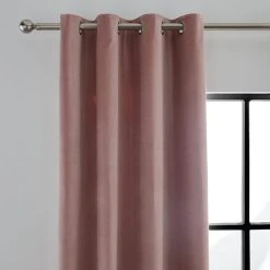 Luxury Collection Peyton Cotton Velvet Blush Eyelet Curtains