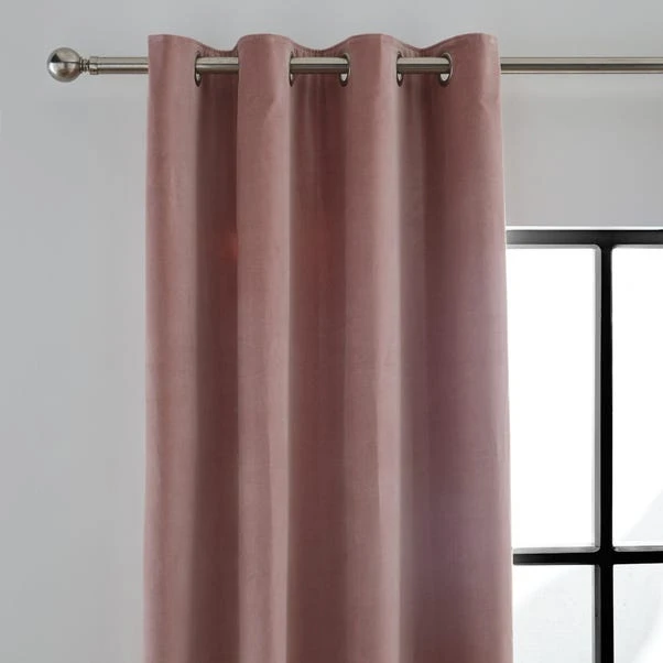Luxury Collection Peyton Cotton Velvet Blush Eyelet Curtains 3 Luxury Collection Peyton Cotton Velvet Blush Eyelet Curtains
