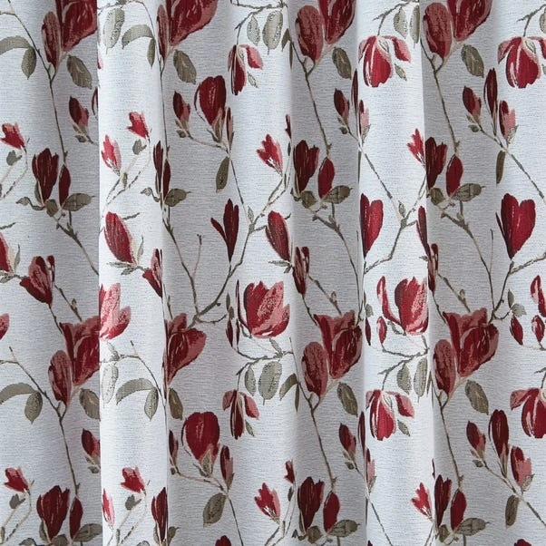 Dunelm Ellis Floral Jacquard Red Pencil Pleat Curtains 5 Dunelm Ellis Floral Jacquard Red Pencil Pleat Curtains - Image 3