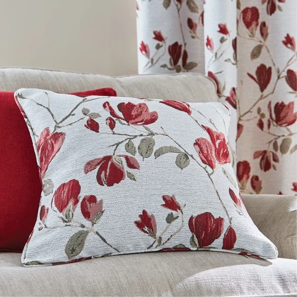 Dunelm Ellis Floral Jacquard Red Pencil Pleat Curtains 7 Dunelm Ellis Floral Jacquard Red Pencil Pleat Curtains - Image 5