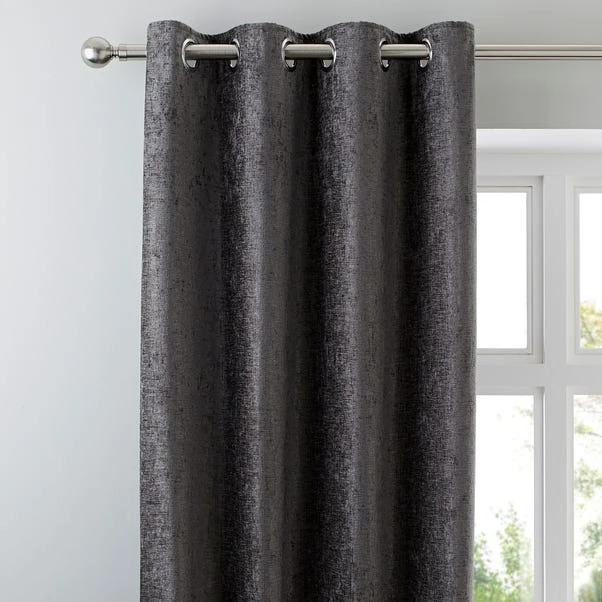 Luxury Collection Chenille Grey Eyelet Curtains 3 Luxury Collection Chenille Grey Eyelet Curtains