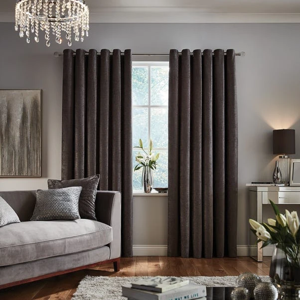 Luxury Collection Chenille Grey Eyelet Curtains 4 Luxury Collection Chenille Grey Eyelet Curtains - Image 2