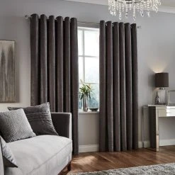 Luxury Collection Chenille Grey Eyelet Curtains 11 Luxury Collection Chenille Grey Eyelet Curtains -Dunelm Sales Store 30676936 alt03