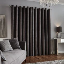Luxury Collection Chenille Grey Eyelet Curtains 12 Luxury Collection Chenille Grey Eyelet Curtains -Dunelm Sales Store 30676936 alt04