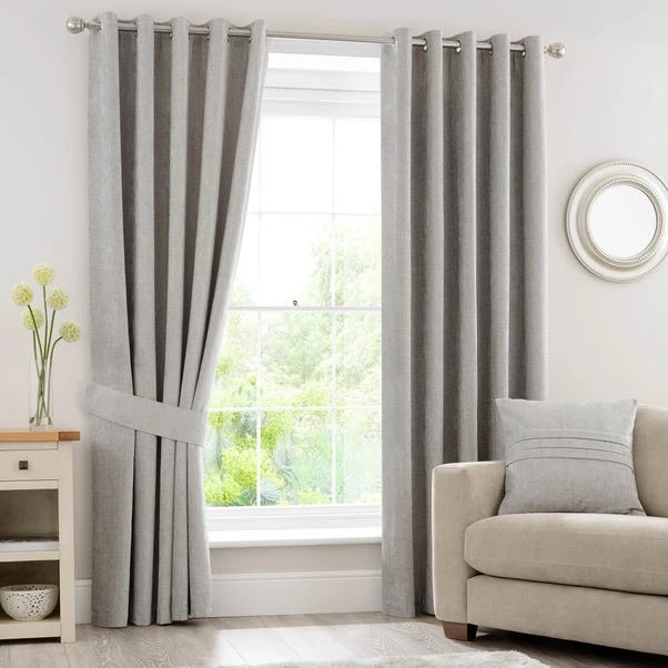 Luxury Collection Chenille Silver Eyelet Curtains 4 Luxury Collection Chenille Silver Eyelet Curtains - Image 2