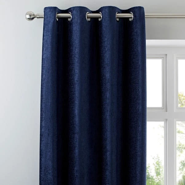 Luxury Collection Chenille Navy Eyelet Curtains 3 Luxury Collection Chenille Navy Eyelet Curtains