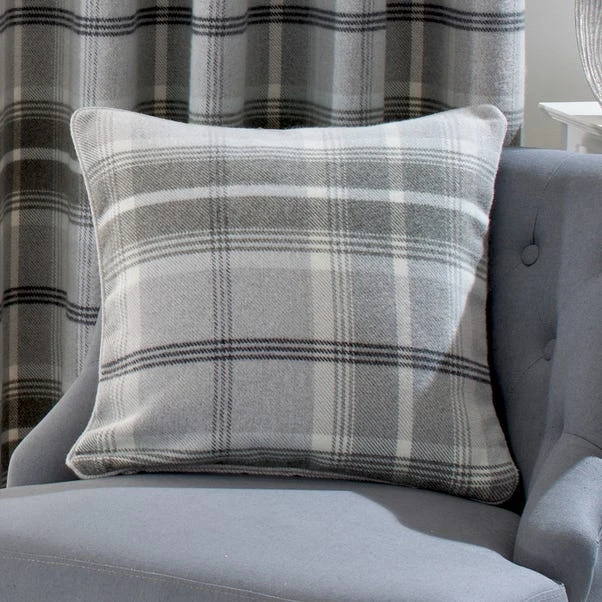 Luxury Collection Highland Check Dove Grey Eyelet Curtains 6 Luxury Collection Highland Check Dove Grey Eyelet Curtains - Image 4