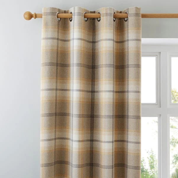 Luxury Collection Highland Check Ochre Eyelet Curtains 3 Luxury Collection Highland Check Ochre Eyelet Curtains