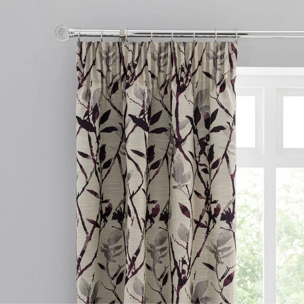 Dunelm Zen Jacquard Plum Pencil Pleat Curtains 3 Dunelm Zen Jacquard Plum Pencil Pleat Curtains