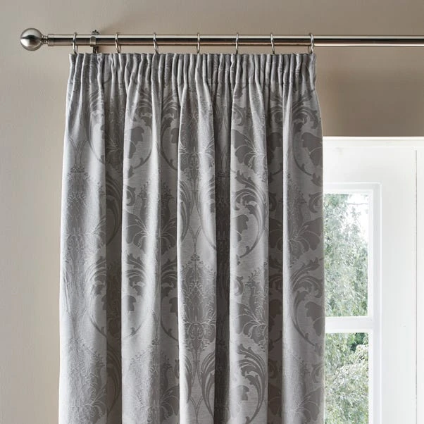 Dunelm Zahra Silver Jacquard Pencil Pleat Curtains 3 Dunelm Zahra Silver Jacquard Pencil Pleat Curtains