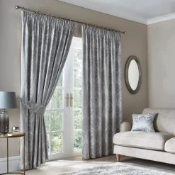 Dunelm Zahra Silver Jacquard Pencil Pleat Curtains 9 Dunelm Zahra Silver Jacquard Pencil Pleat Curtains -Dunelm Sales Store 30677709 alt03