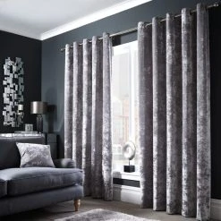 Dunelm Crushed Velour Silver Eyelet Curtains 11 Dunelm Crushed Velour Silver Eyelet Curtains -Dunelm Sales Store 30678058 alt03