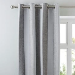 Luxury Collection Parker Grey Chenille Eyelet Curtains