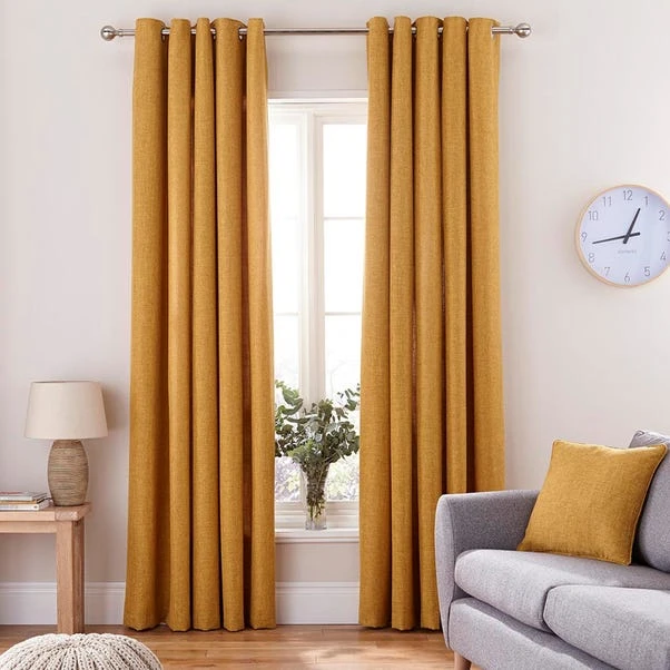 Dunelm Vermont Mustard Eyelet Curtains 4 Dunelm Vermont Mustard Eyelet Curtains - Image 2