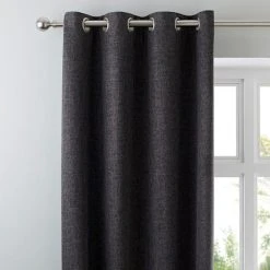 Dunelm Vermont Charcoal Eyelet Curtains