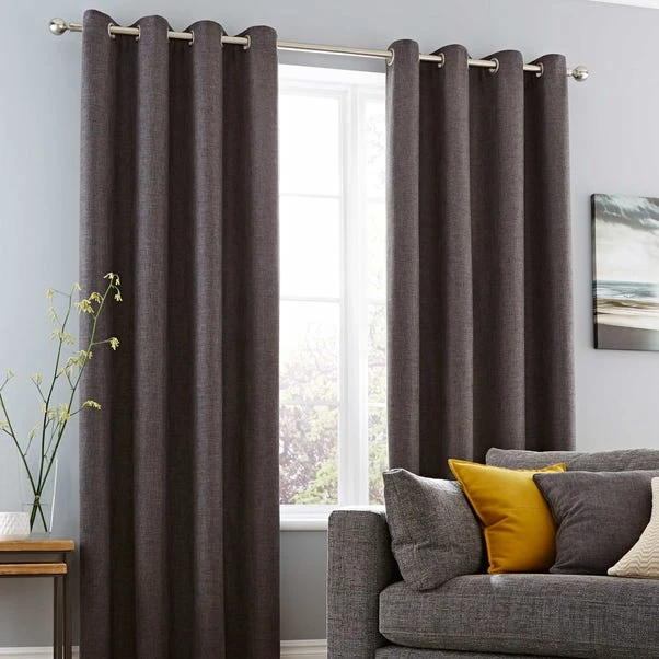 Dunelm Vermont Charcoal Eyelet Curtains 4 Dunelm Vermont Charcoal Eyelet Curtains - Image 2