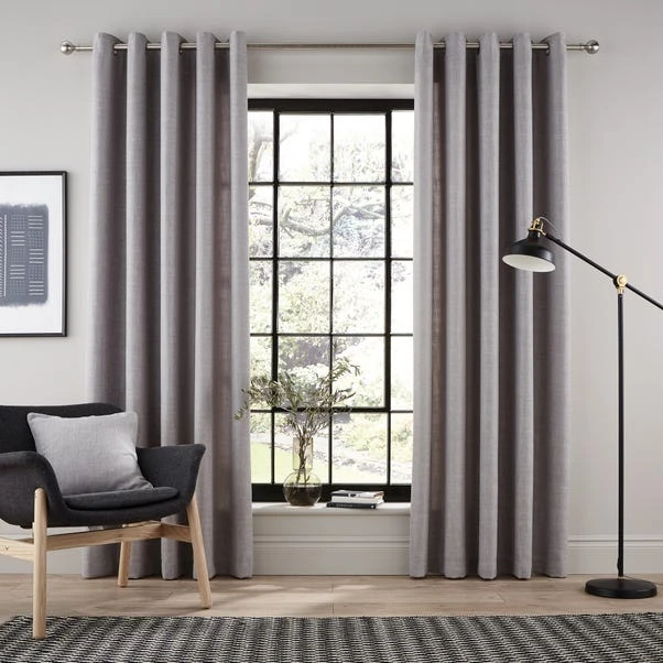 Dunelm Vermont Dove Grey Eyelet Curtains 4 Dunelm Vermont Dove Grey Eyelet Curtains - Image 2
