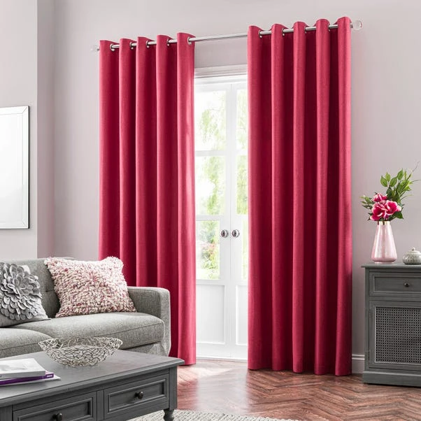Dunelm Luna Brushed Raspberry Blackout Eyelet Curtains 4 Dunelm Luna Brushed Raspberry Blackout Eyelet Curtains - Image 2