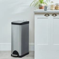 Dunelm Stainless Steel 30L Slim Recycling Bin