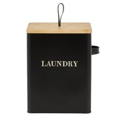 Dunelm Matt Black Wooden Laundry Caddy